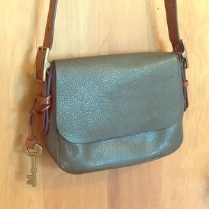 Olive green leather Fossil bag